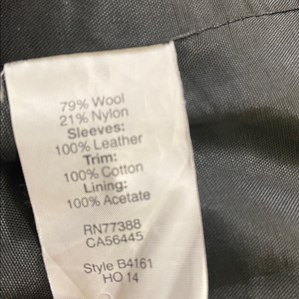 Women’s Black Varsity Bomber Wool Coat With Leather Sleeves. Bust-40 inches - Picture 11 of 11